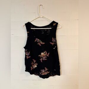 a.n.d easy Black Floral Cotton Tank Top XL